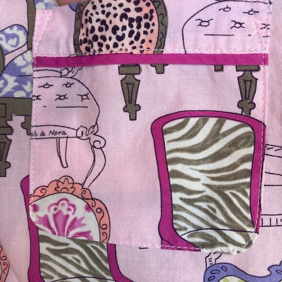 Nick & Nora VTG Rare Baroque chair print cotton pj top mint condition - Picture 4 of 10
